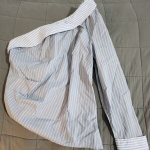 Express Women's Blue Striped Blouse